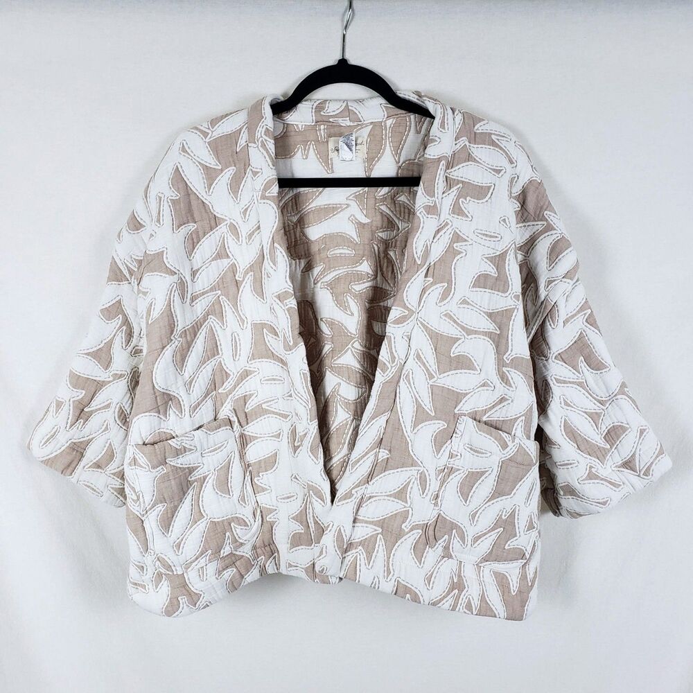 Universal Thread Art-to-Wear Lagenlook Quilted Jacket Womens OSFM Cotton Leaf